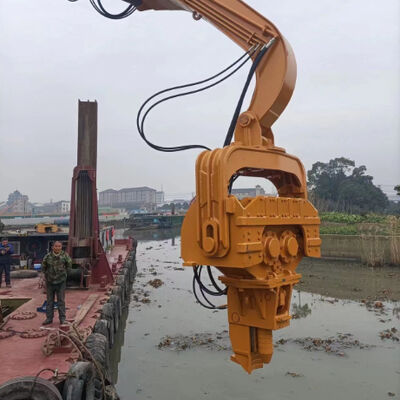 Stable Hydraulic Excavator Mounted Pile Driver - Corrosion-Resistant Design For Water Bodies Construction Projects